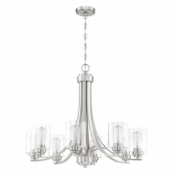 Bolden Chandelier Fixture w/o Bulbs, 8 Lights, E26, Nickel/Clear Glass