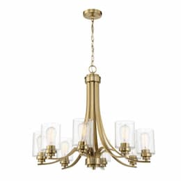 Bolden Chandelier Fixture w/o Bulbs, 8 Lights, Satin Brass/Clear Glass