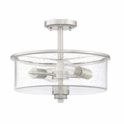 Bolden Semi Flush Fixture w/o Bulbs, 2 Lights, E26, Nickel/Clear Glass