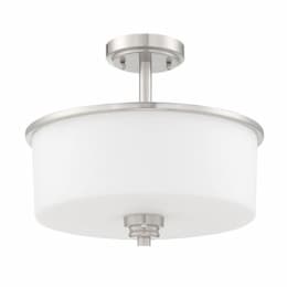 Bolden Semi Flush Fixture w/o Bulbs, 2 Lights, E26, Nickel/White Glass