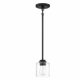 Bolden Mini Pendant Fixture w/o Bulb, 1 Light, Flat Black/Clear Glass