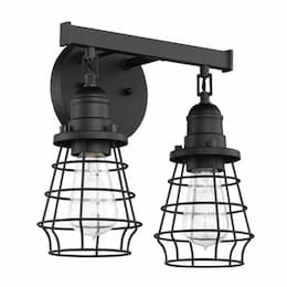 Thatcher Vanity Light Fixture w/o Bulbs, 2 Lights, E26, Flat Black