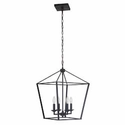 Flynt Medium Pendant Fixture w/o Bulbs, 4 Lights, E12, Flat Black