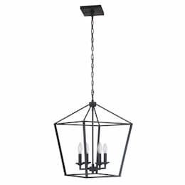 Flynt Medium Pendant Fixture w/o Bulbs, 4 Lights, E12, Flat Black