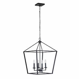 Flynt Large Pendant Fixture w/o Bulbs, 4 Lights, E12, Flat Black