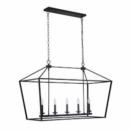 Flynt Island Light Fixture w/o Bulbs, 5 Lights, E12, Flat Black