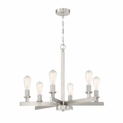 Chicago Chandelier Fixture w/o Bulbs, 6 Lights, E26, Polished Nickel