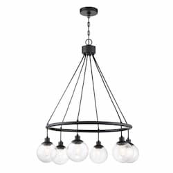 Que Chandelier Fixture w/o Bulbs, 6 Lights, E12, Flat Black