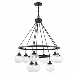 Que Chandelier Fixture w/o Bulbs, 9 Lights, E12, Flat Black