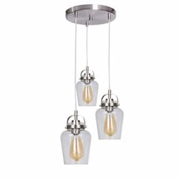 Trystan Pendant Fixture w/o Bulbs, 3 Lights, E26, Polished Nickel