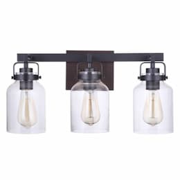 Foxwood Vanity Light Fixture w/o Bulbs, 3 Lights, Flat Black/Dark Teak