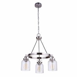 Foxwood Chandelier Fixture w/o Bulbs, 3 Lights, E26, Polished Nickel