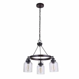 Foxwood Chandelier Fixture w/o Bulbs, 3 Lights, Flat Black/Dark Teak