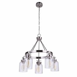 Foxwood Chandelier Fixture w/o Bulbs, 5 Lights, E26, Polished Nickel