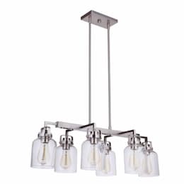 Foxwood Island Pendant Fixture w/o Bulbs, 6 Lights, Polished Nickel