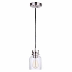 Foxwood Mini Pendant Fixture w/o Bulb, 1 Light, E26, Polished Nickel