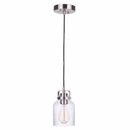 Foxwood Mini Pendant Fixture w/o Bulb, 1 Light, E26, Polished Nickel