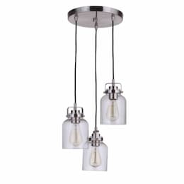 Foxwood Pendant Fixture w/o Bulbs, 3 Lights, E26, Polished Nickel