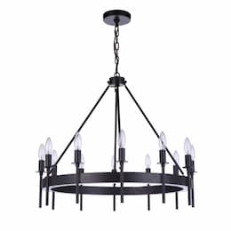 Larrson Chandelier Fixture w/o Bulbs, 12 Lights, E12, Flat Black