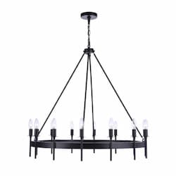 Larrson Chandelier Fixture w/o Bulbs, 14 Lights, E12, Flat Black