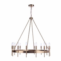 Larrson Chandelier Fixture w/o Bulbs, 14 Lights, E12, Satin Brass