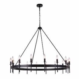 Larrson Chandelier Fixture w/o Bulbs, 16 Lights, E12, Flat Black