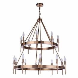 Larrson Chandelier Fixture w/o Bulbs, 18 Lights, E12, Satin Brass