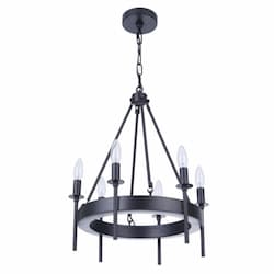 Larrson Chandelier Fixture w/o Bulbs, 6 Lights, E12, Flat Black