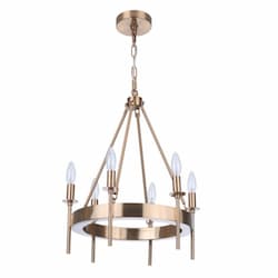 Larrson Chandelier Fixture w/o Bulbs, 6 Lights, E12, Satin Brass