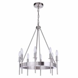 Larrson Chandelier Fixture w/o Bulbs, 8 Lights, E12, Polished Nickel