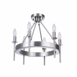 Larrson Semi Flush Fixture w/o Bulbs, 6 Lights, E12, Polished Nickel