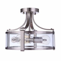 Elliot Semi Flush Fixture w/o Bulbs, 3 Lights, E26, Polished Nickel