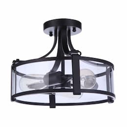 Elliot Semi Flush Mount Fixture w/o Bulbs, 3 Lights, E26, Flat Black