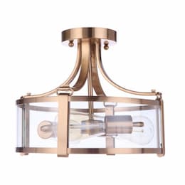 Elliot Semi Flush Mount Fixture w/o Bulbs, 3 Lights, E26, Satin Brass