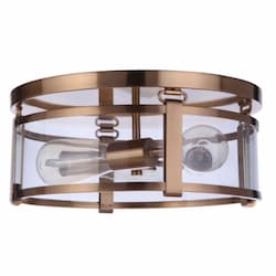 Elliot Flush Mount Fixture w/o Bulbs, 3 Lights, E26, Satin Brass