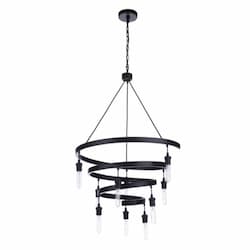 Tranquil Chandelier Fixture w/o Bulbs, 10 Lights, E26, Flat Black