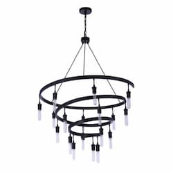 Tranquil Chandelier Fixture w/o Bulbs, 18 Lights, E26, Flat Black