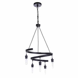 Tranquil Chandelier Fixture w/o Bulbs, 5 Lights, E26, Flat Black