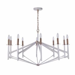 The Reserve Chandelier Fixture w/o Bulbs, 10 Lights, Matte White/Brass