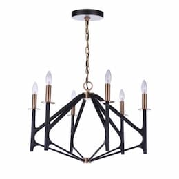 The Reserve Chandelier Fixture w/o Bulbs, 6 Lights, Flat Black/Brass