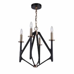 The Reserve Pendant Fixture w/o Bulbs, 4 Lights, Flat Black/Brass