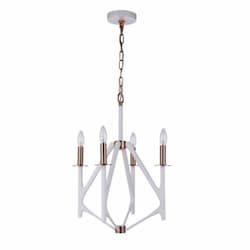 The Reserve Pendant Fixture w/o Bulbs, 4 Lights, Matte White/Brass