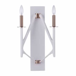 The Reserve Wall Sconce Fixture w/o Bulbs, 2 Lights, Matte White/Brass