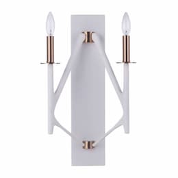 The Reserve Wall Sconce Fixture w/o Bulbs, 2 Lights, Matte White/Brass