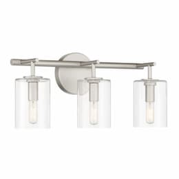 Hailie Vanity Light Fixture w/o Bulbs, 3 Lights, E12, Satin Nickel