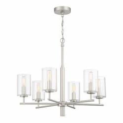 Hailie Chandelier Fixture w/o Bulbs, 6 Lights, E12, Satin Nickel