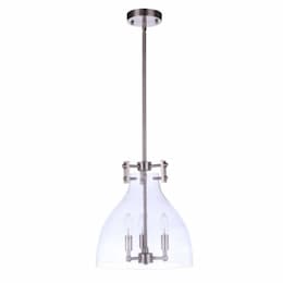 Chardonnay Pendant Light Fixture w/o Bulbs, 3 Lights, E12, Nickel