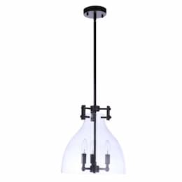 Chardonnay Pendant Light Fixture w/o Bulbs, 3 Lights, E12, Flat Black