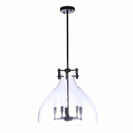 Chardonnay Large Pendant Light Fixture w/o Bulbs, 5 Lights, Flat Black