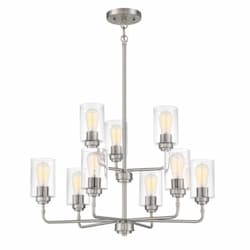 Stowe Chandelier Fixture w/o Bulbs, 9 Lights, E26, Polished Nickel